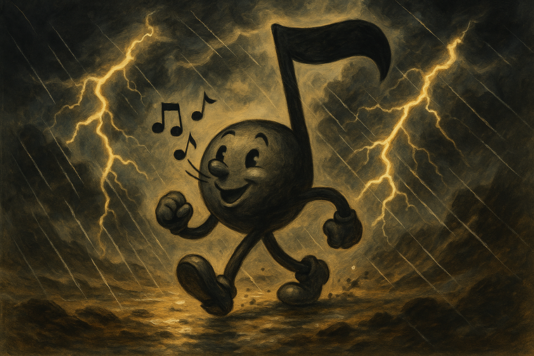 Music note strolling through lifes storms wistling